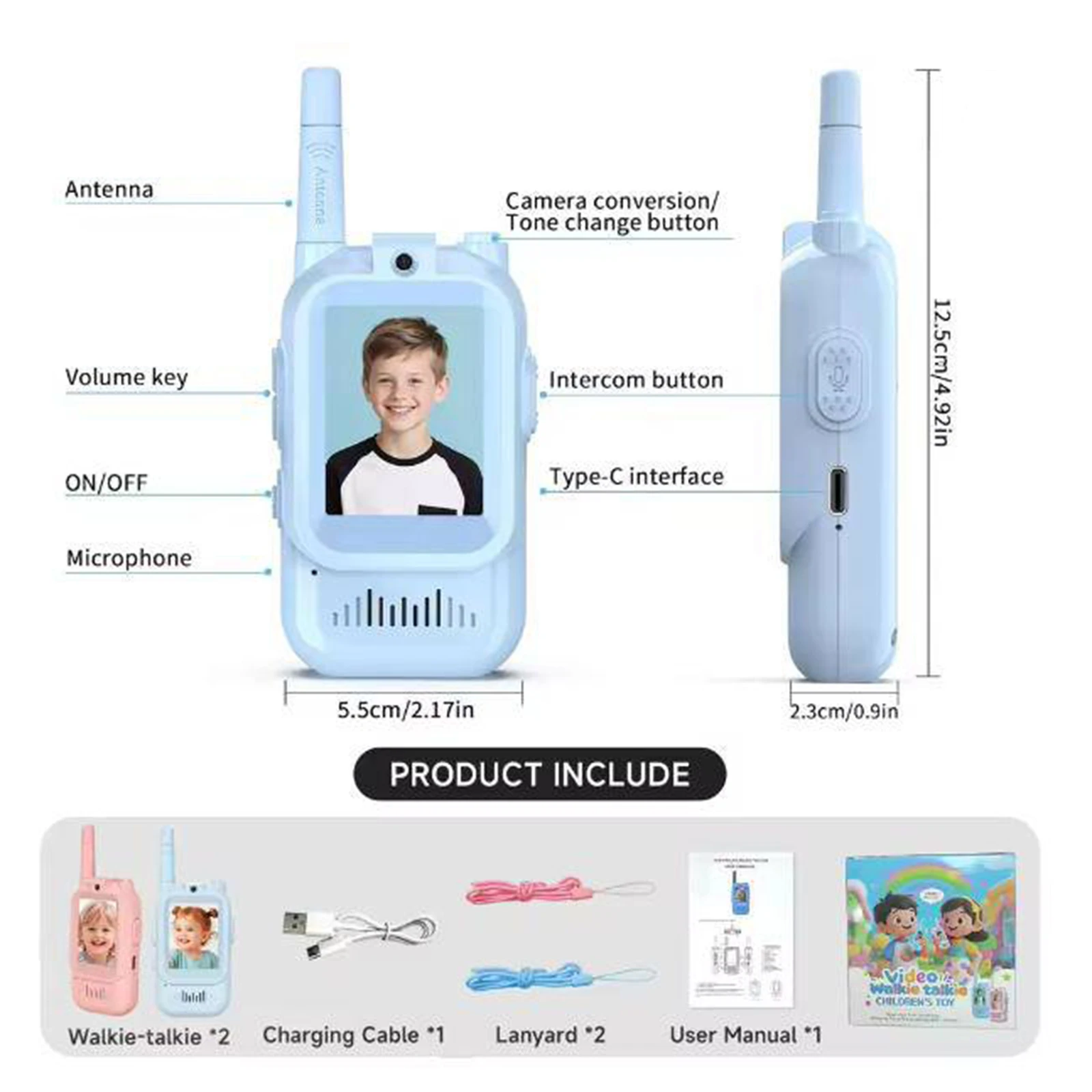 Kids Walkie Talkies with Video 2 Pack Rechargeable Kids Video Walkie Talkies Christmas Birthday Gifts for Boys and Girls