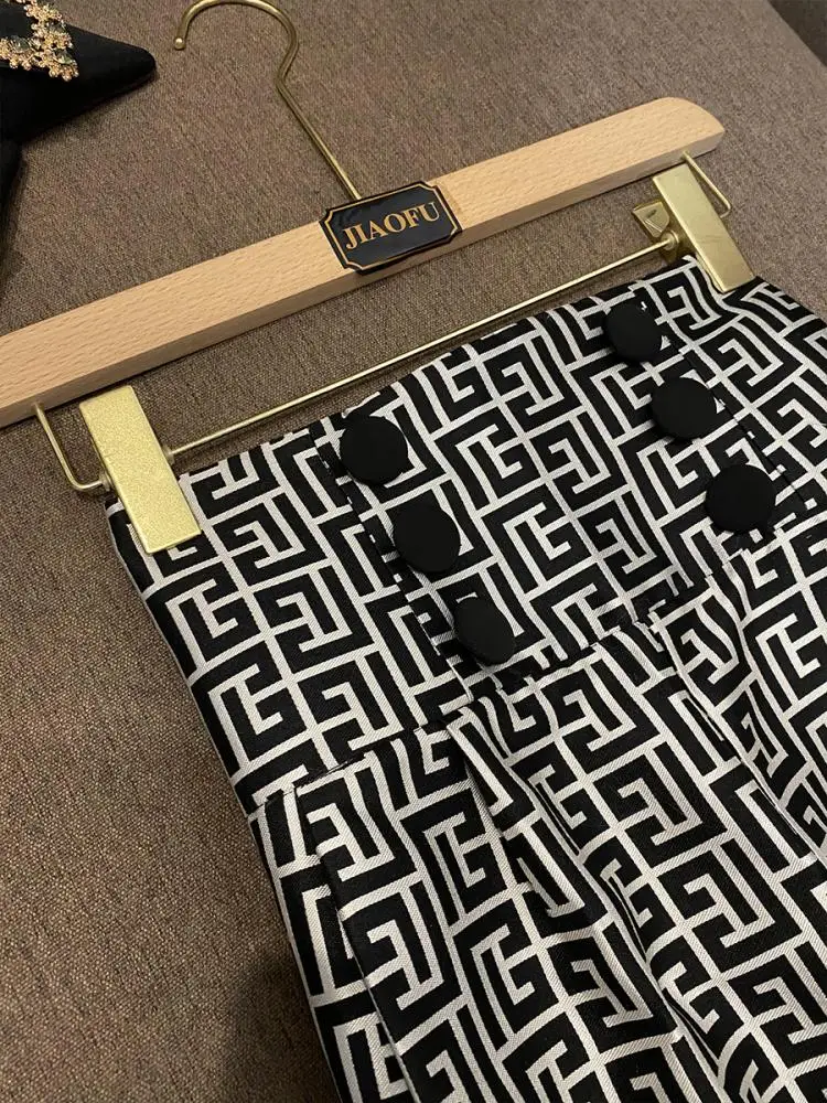 2025 New Celebri Personalized Geometric Pattern Embroidered Suit Pants Formal Trousers A7070 High Waist Long Pants