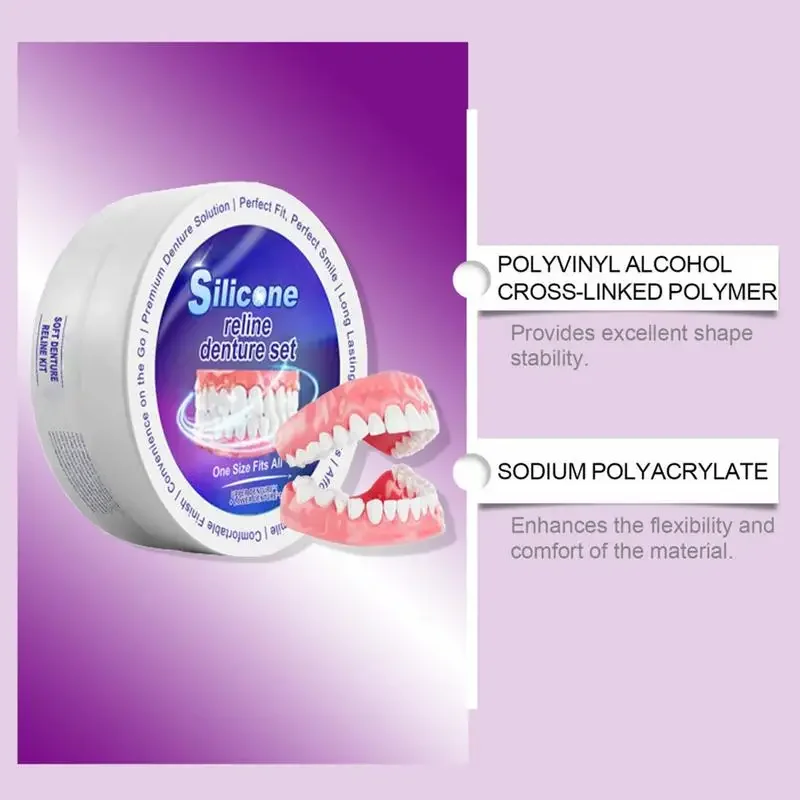 Juego de dentadura postiza de silicona compatible con dentaduras postizas de ortodoncia temporales, cuidado de higiene bucal, dentaduras postizas blanqueadoras, soportes de simulación