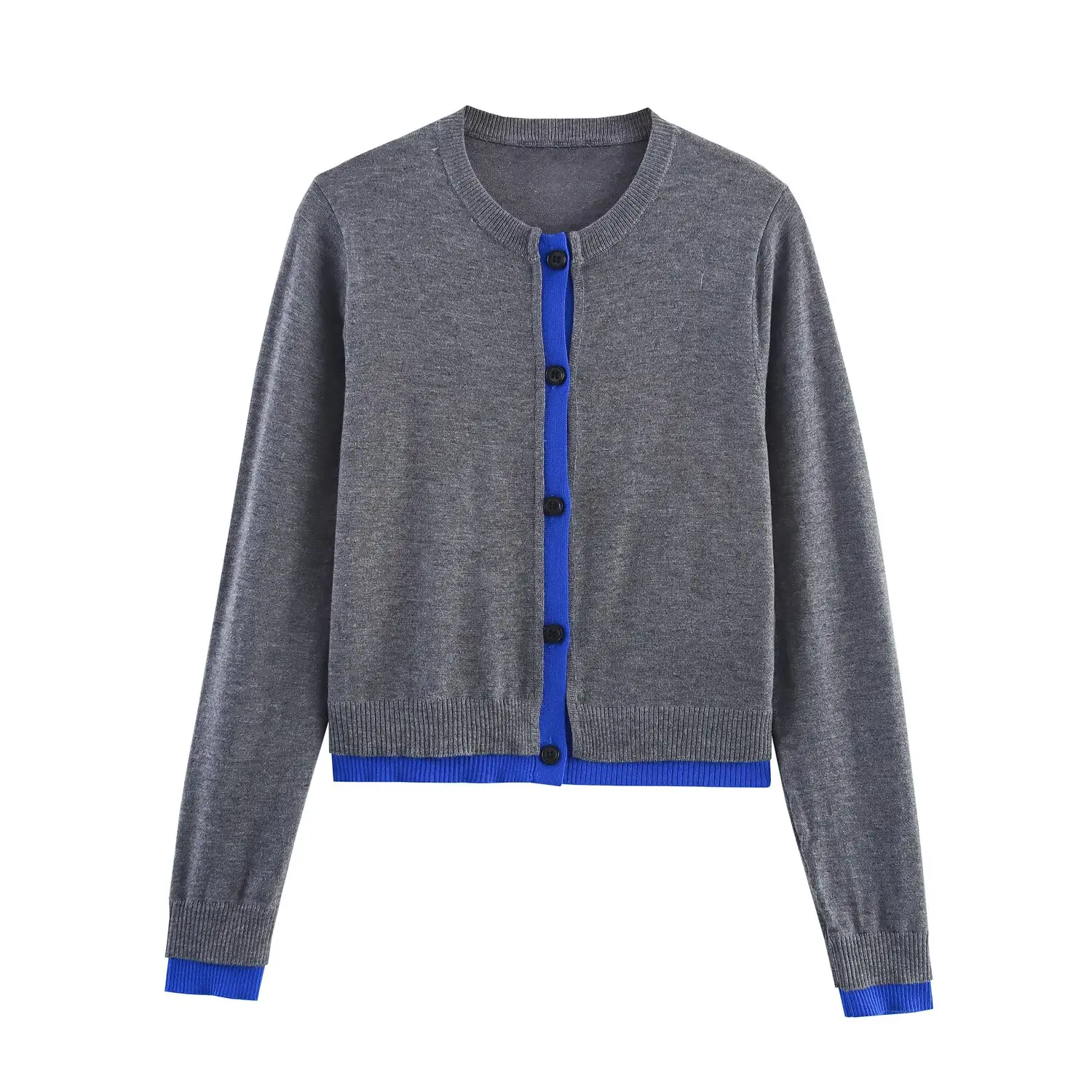 

2025 ЖЕНСКИЙ модный европейский и американский стиль, осенний новый вязаный кардиган с круглым вырезом, повседневная куртка на пуговицах Mujer