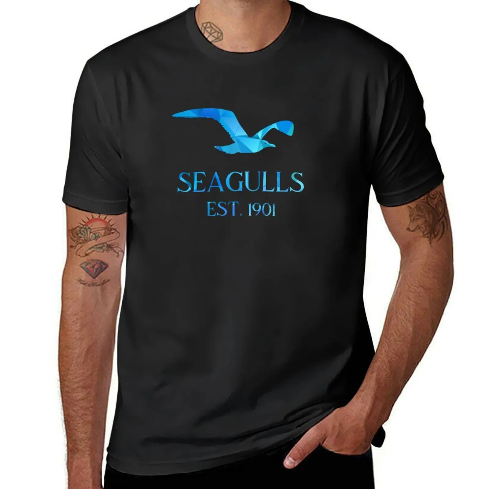 Seagulls Geo Blue T-Shirt boys whites blanks plus sizes Aesthetic clothing t shirts for men pack