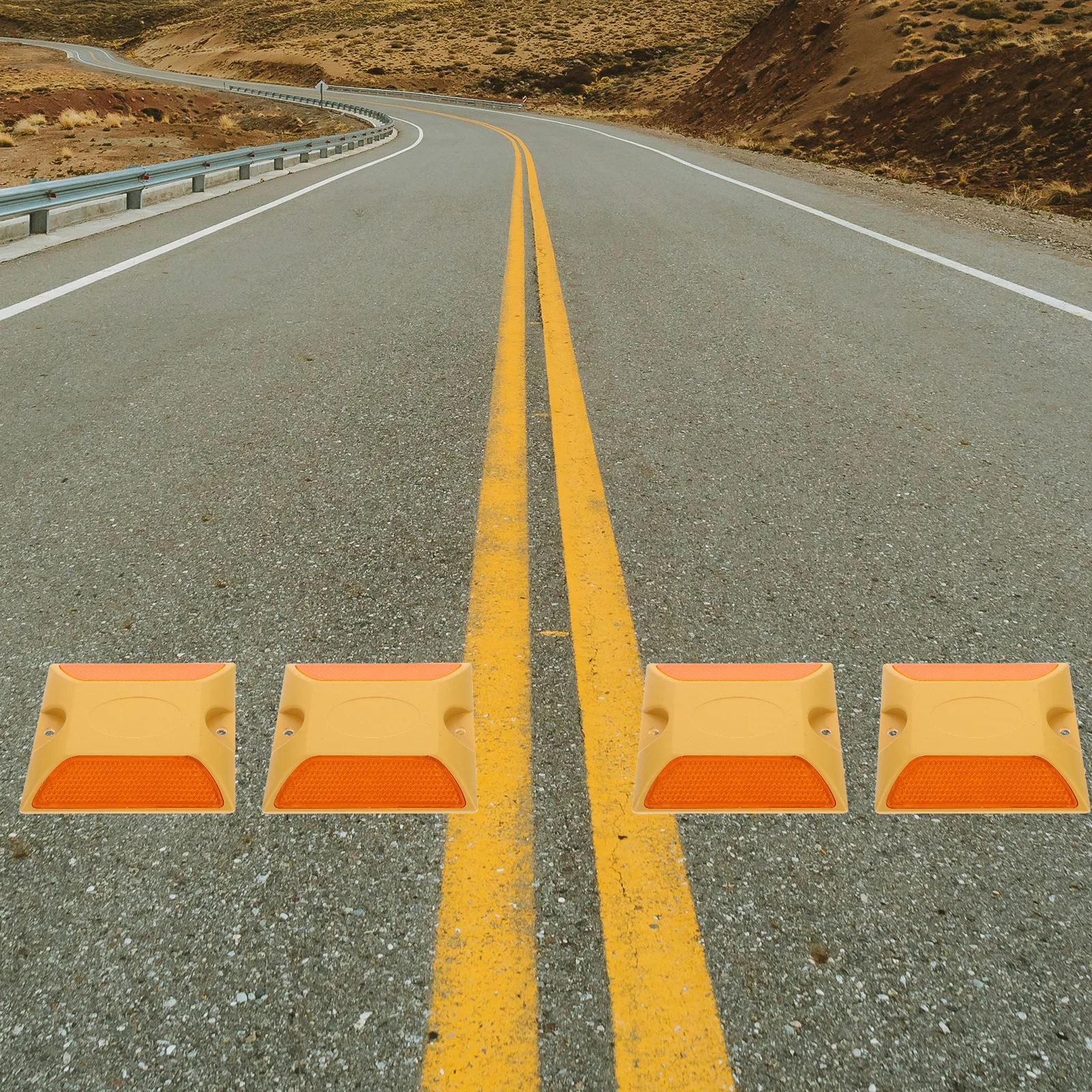 4 قطعة ترصيع الطريق البلاستيكية علامات الرصيف العاكسة للممر الطريق السريع وقوف السيارات عاكسات الطريق السلامة المرورية دائم