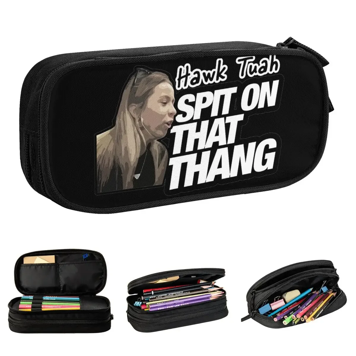 

2024 Girl Hawk Tuah Meme Pencil Cases Spit On That Thang Pen Box Bags Student Big Capacity Students School Cosmetic Pencil Pouch