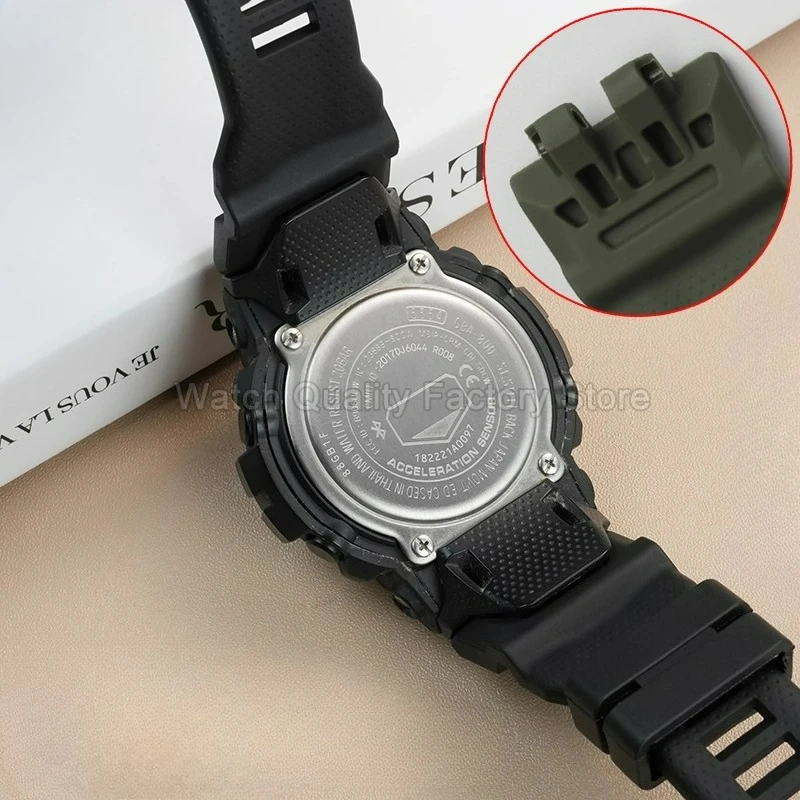 Accessoires de montre pour Casio GBA-800/GBD-800, Bracelet de montre en résine souple et étanche 5554 3464, Bracelet en Silicone noir bleu gris vert