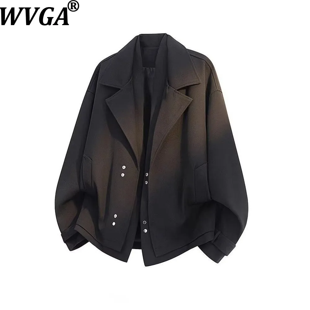 

WVGA Spring Autumn New Men Tide Fake Two-Piece Trendy Jackets Niche Chic Casual Korean Style Turn-Down Collar Blazers Ins W18546