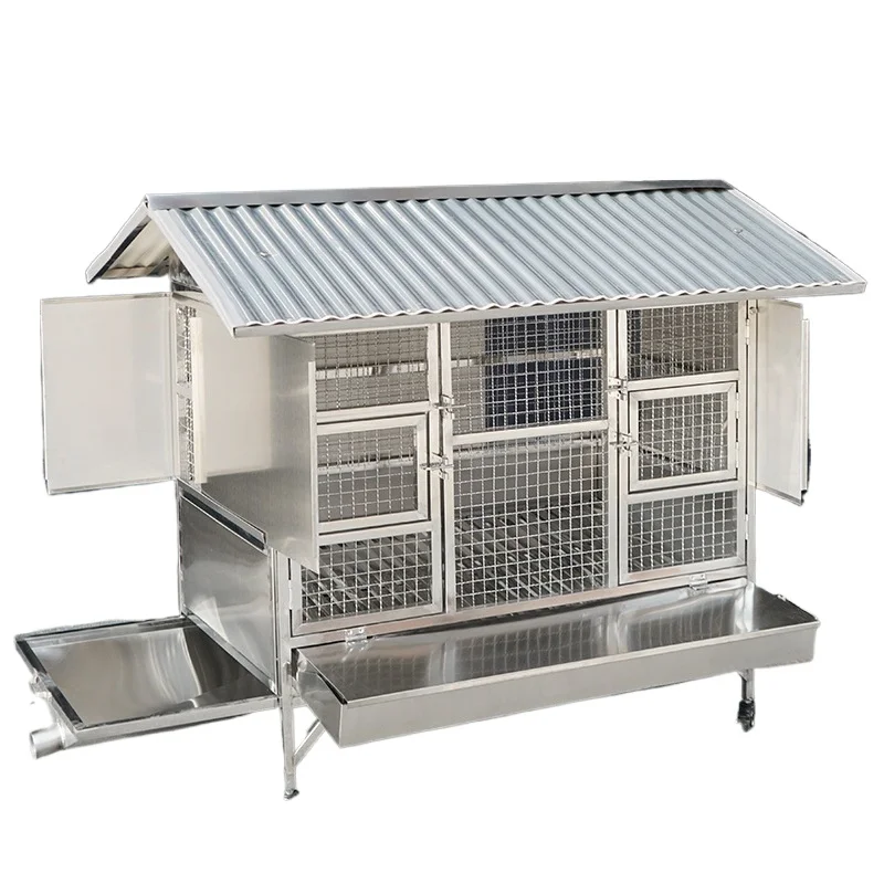 Stainless steel outdoor chicken coop, household large large cage breeding chicken coop c