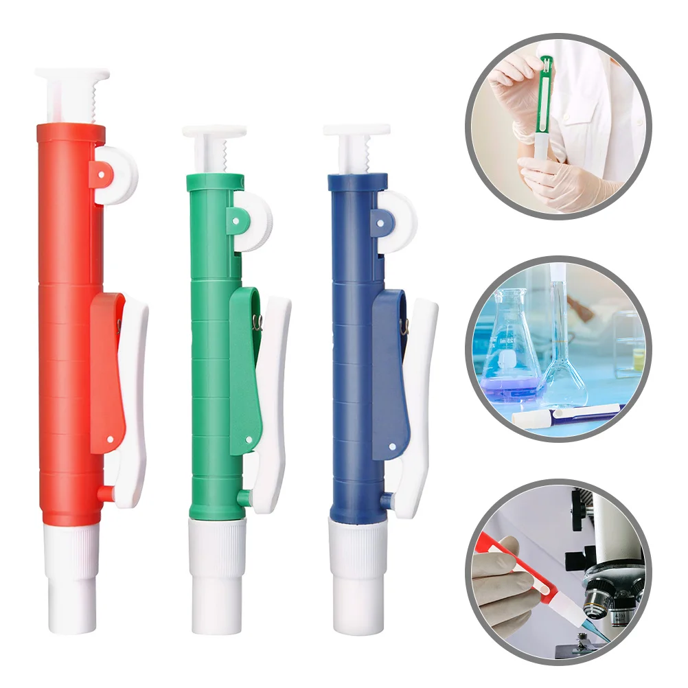 

3Pcs Pipette Pump Set Precision Control Color-Coded for Research Use Compatible with Plastic Glass Pipettes Dropping