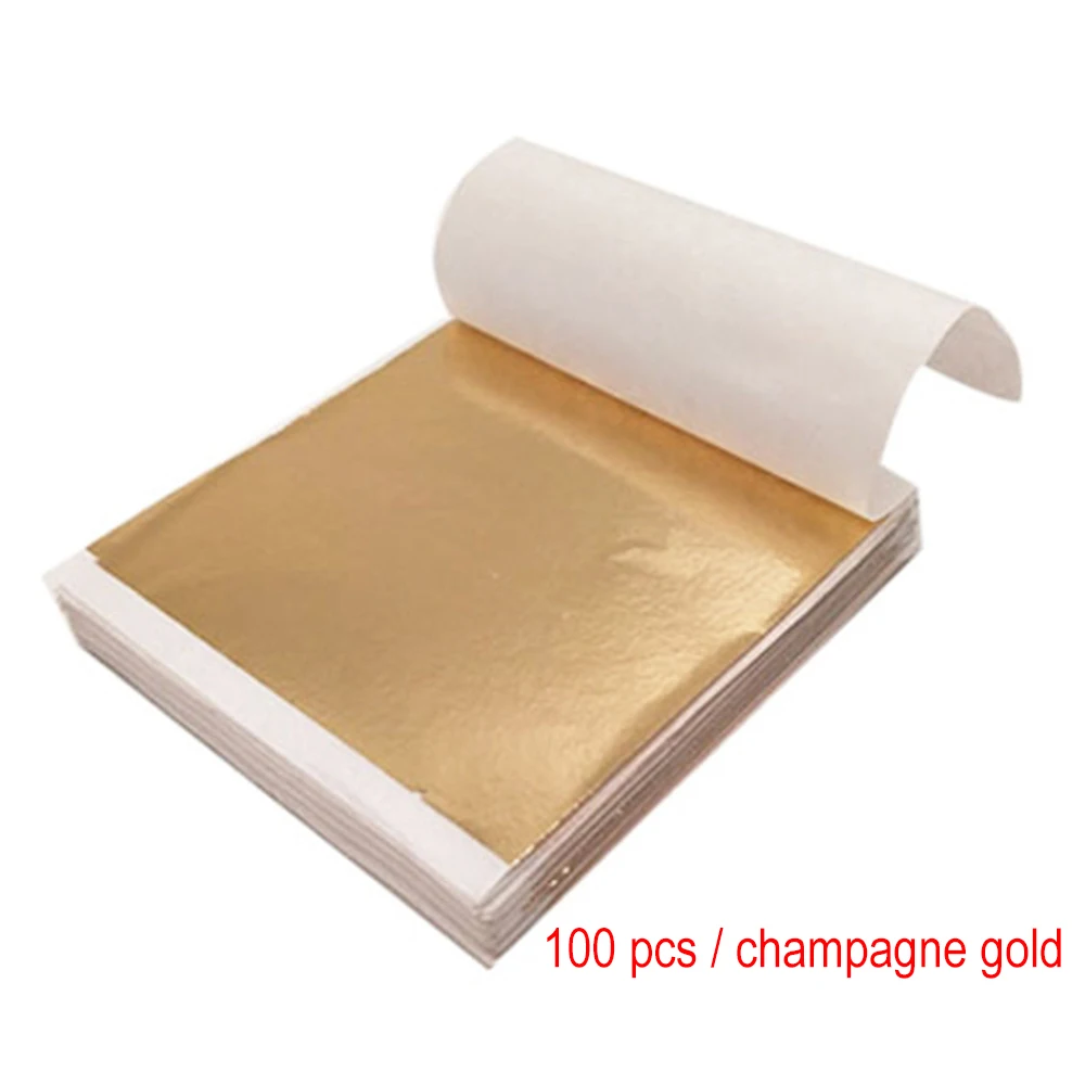 100 Sheets Imitation Gold Silver Foil Paper Leaf Gilding DIY Art Craft Paper Birthday Party Wedding Cake Dessert Decorations