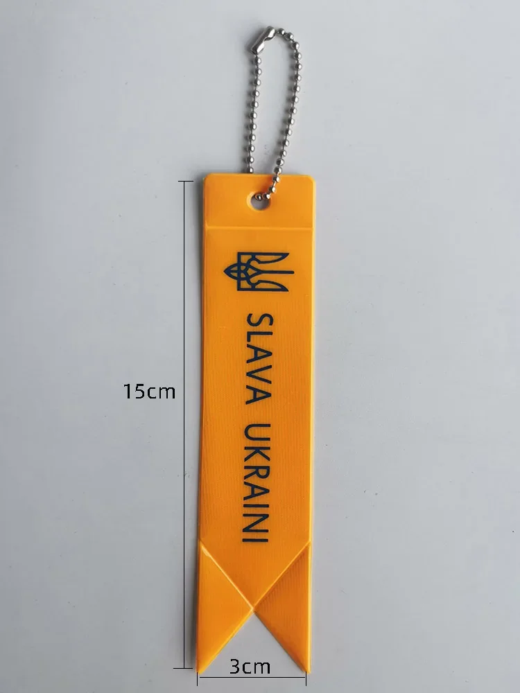 1 Piece Reflective Ukraine Flag Keychain Slava Ukraini Ribbon Carabiner Clip Reflective Badge Lanyard Attachment