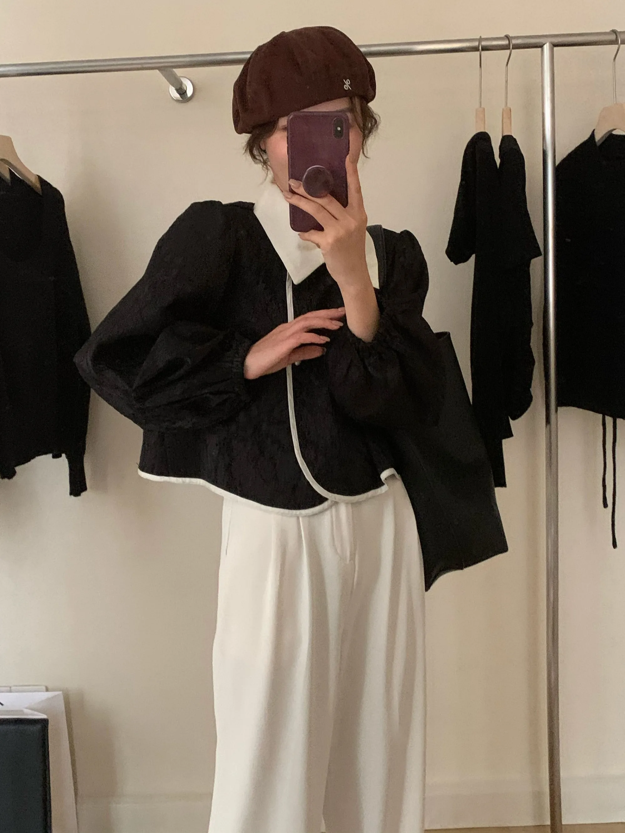 بلوزة نسائية بتصميم صيني عتيق بزر واحد، قميص أنيق بزر واحد للارتداء في أوائل الخريف