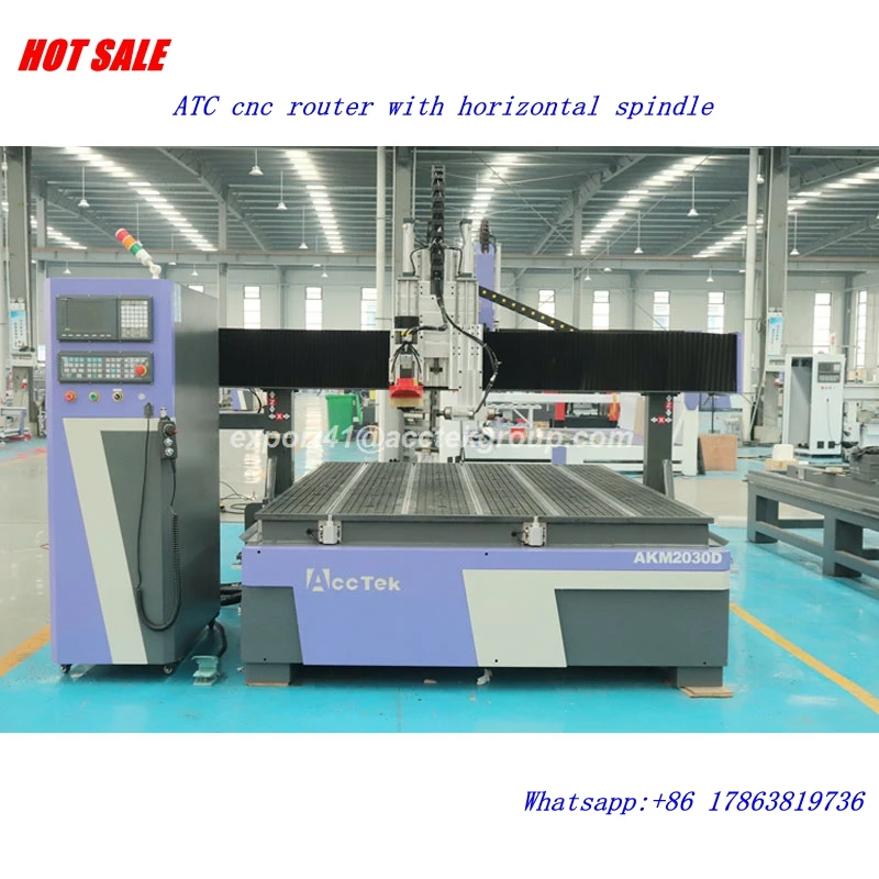 Jinan Factory 1325 2030 Wood Cutting Machine Atc Wood CNC Router With Horizontal Spindle Drilling Wood Door