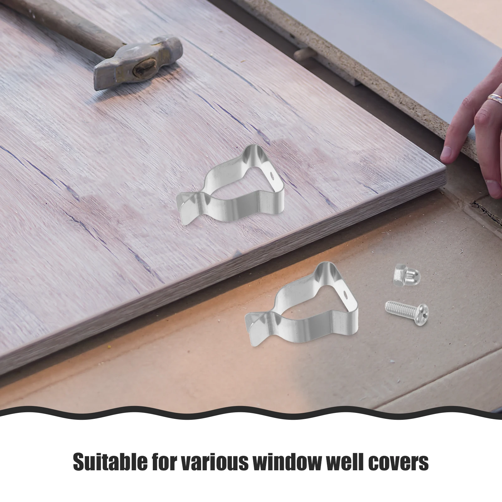 

10pcs Window Well Clips Spring Hardware Kit Durable Stainless Steel Retaining Clips for Buildings Easy Installation High