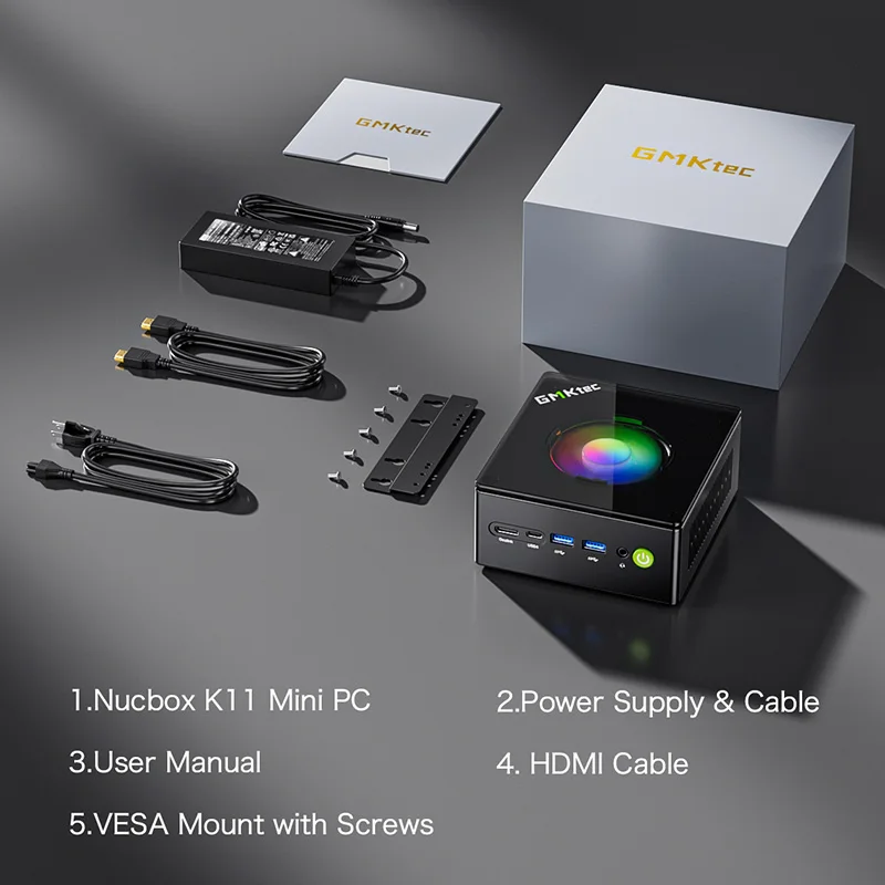 GMKtec NucBox K11 Mini PC AMD Ryzen 9 8945 5.2GHz Windows 11Pro 2.5G LAN2 WiFi6E BT5.2 Cooling 2Fan USB 4.0 Mini PC for Gaming