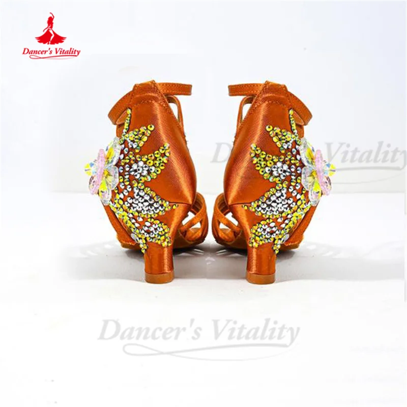 Latin Dance Shoes Women Chacha Rumba Tango Dance Performance Shoes with Stones Girl's Waltz Ballroom Modern Social Dancing Shoes