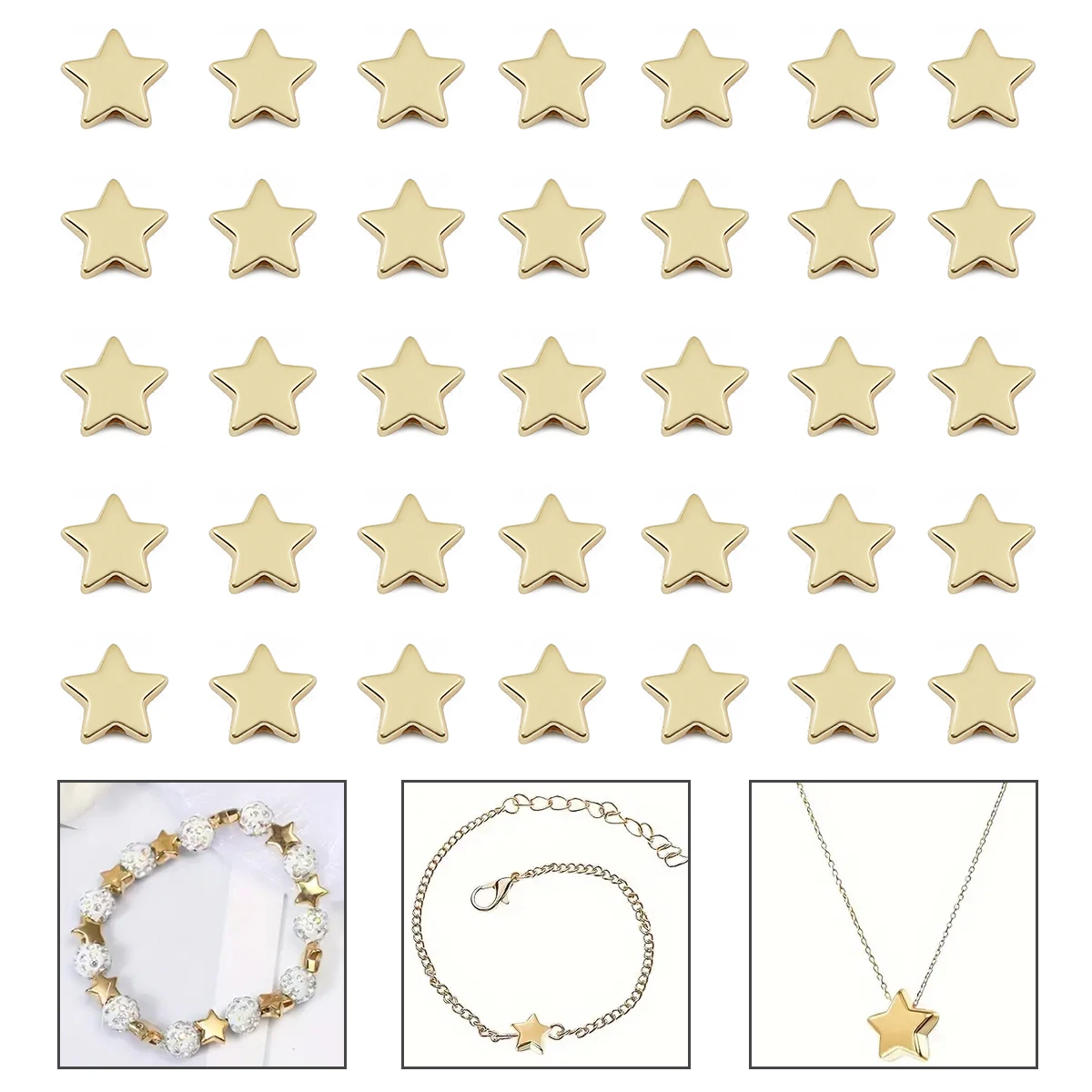 100-400Pcs Golden Star Shape CCB Beads Loose Spacers For Jewelry Making DIY Bracelets Charms Necklaces Earrings Accessories 9mm