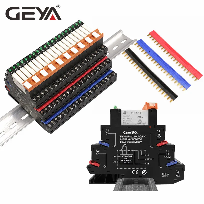 GEYA  Busbar Jumper Fast Wiring Plate Black Red Blue 41F Slim Relay Module Shorting Bar Connector