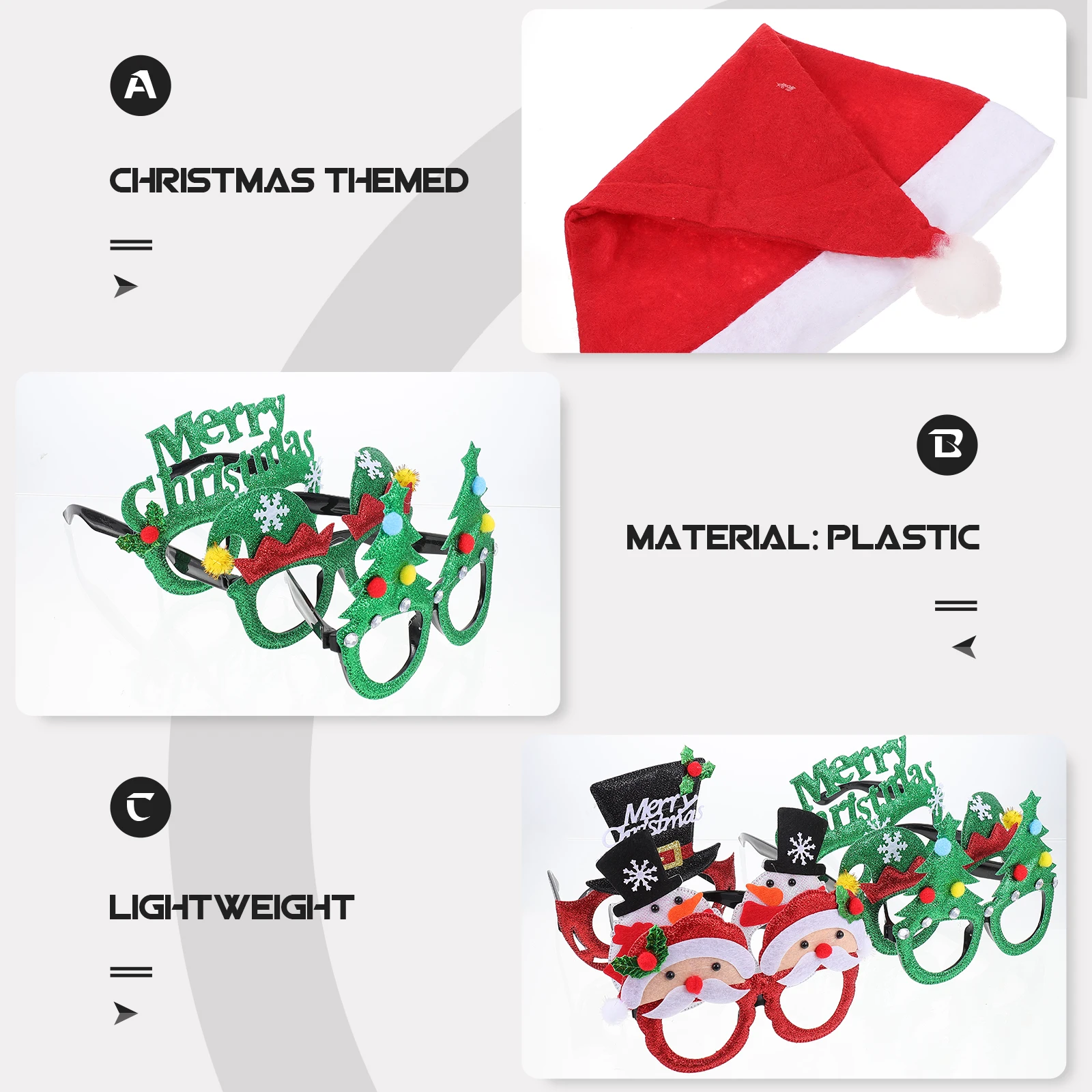 

Glasses Headband Set Xmas Style Party Decor Props Costume Gifts Headwear Frames Decorative Eyeglasses Headpiece Decorations