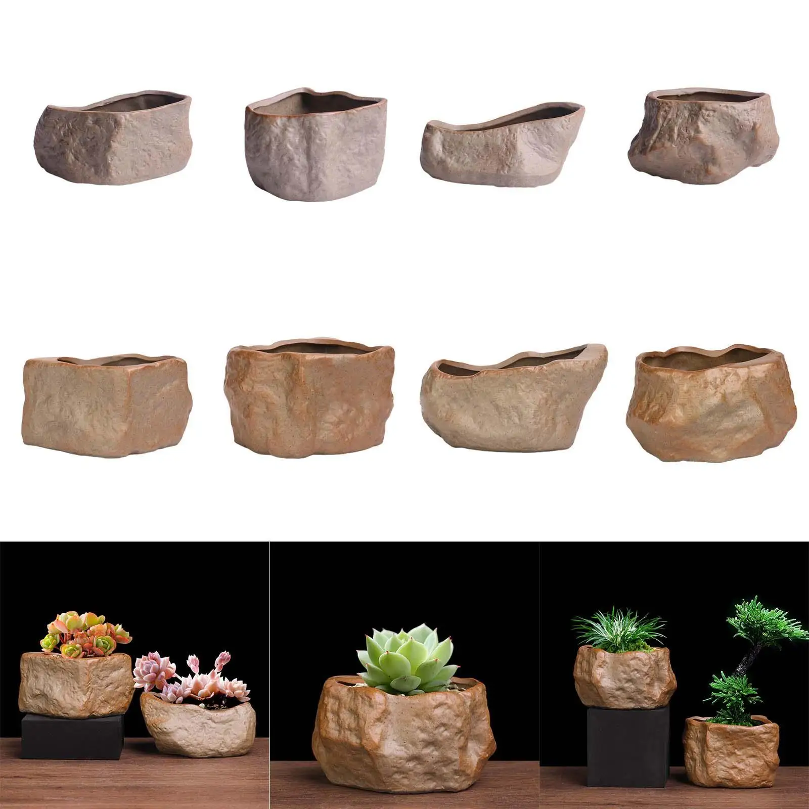 Ceramiczna doniczka na sukulenty w kształcie kamienia Solidne rośliny Rosnące doniczki Doniczki treningowe Bonsai do domu Wesele Stół wakacyjny Na