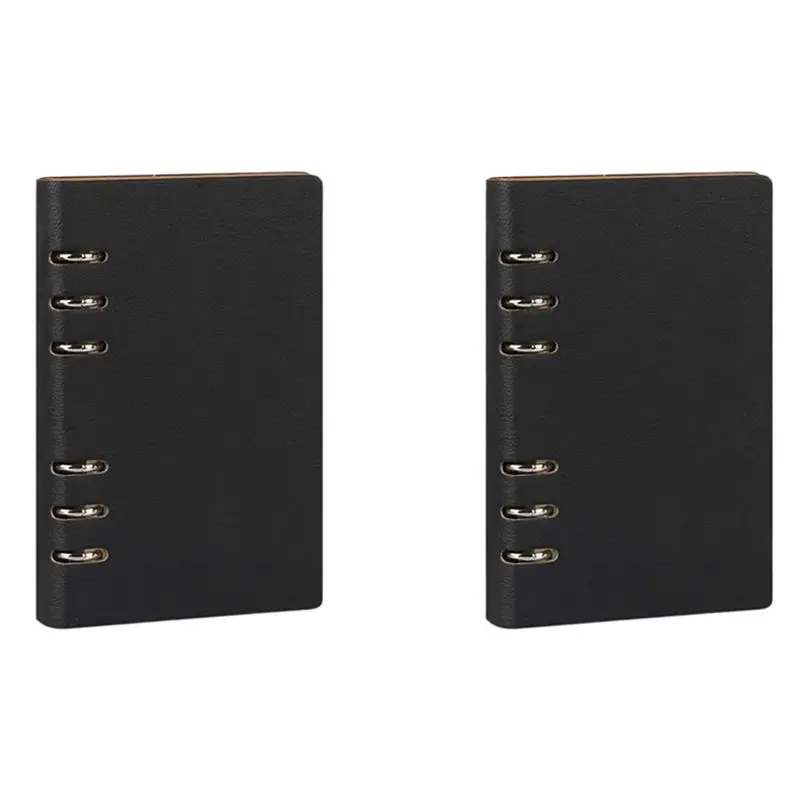 aee9-2x-a5-notebook-6-holes-pu-leather-cover-notebook-loose-pocket-leather-refillable-notebook-binder-rings-journal-black
