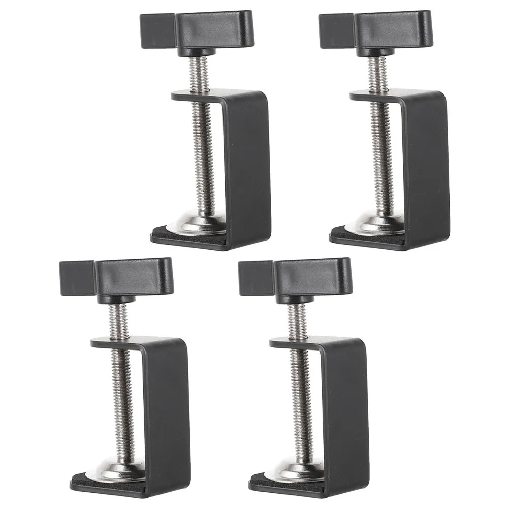 

BUTIFULSIC 4 Pcs Desk Mount Clamp Table Mounting Bracket Stainless Steel Table Clamp for Office Desk