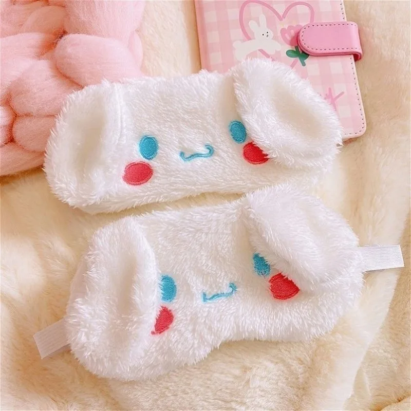 Kawaii Sanrio Cinnamoroll Plush Eye Mask Anime Cinnamoroll Blackout Eye Mask Lunch Break Sleep Ladies Eye Protection