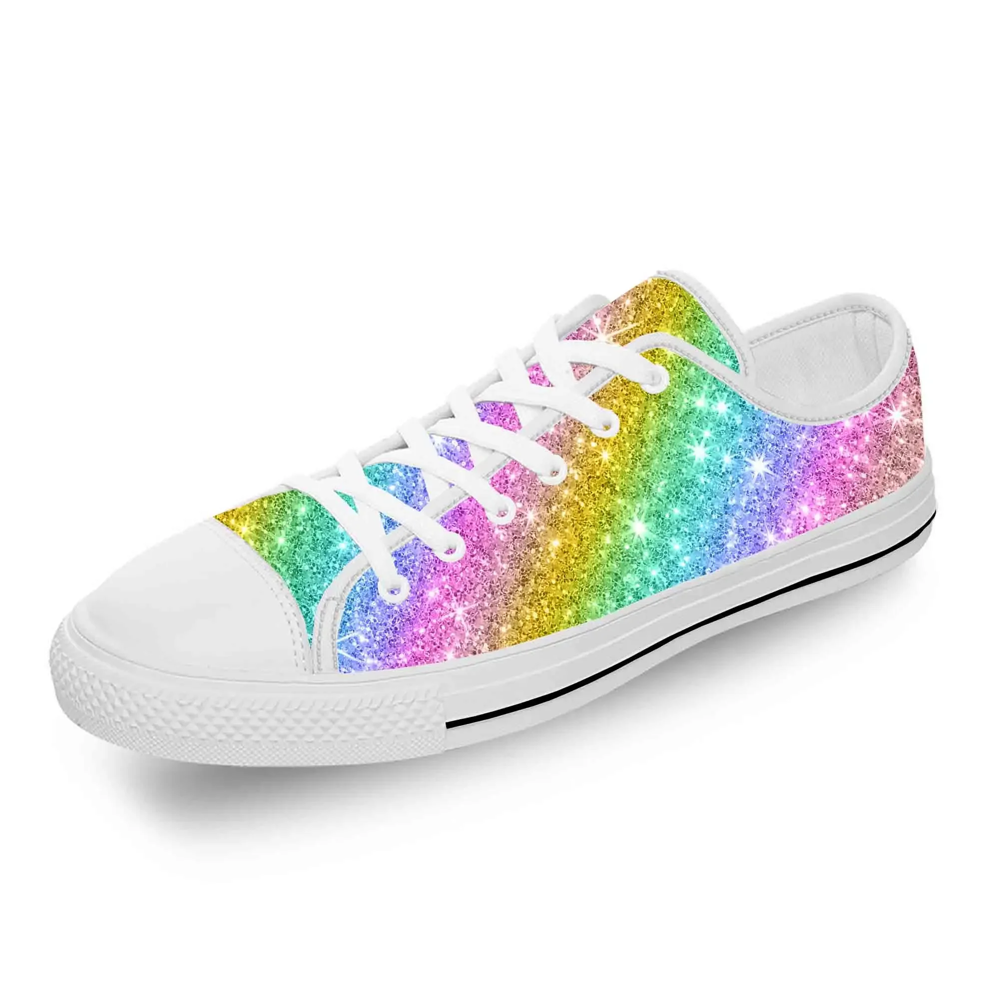 Colorato arcobaleno panno leggero stampa 3D moda divertente scarpe di tela basse uomo donna adolescente Casual Sneakers traspiranti