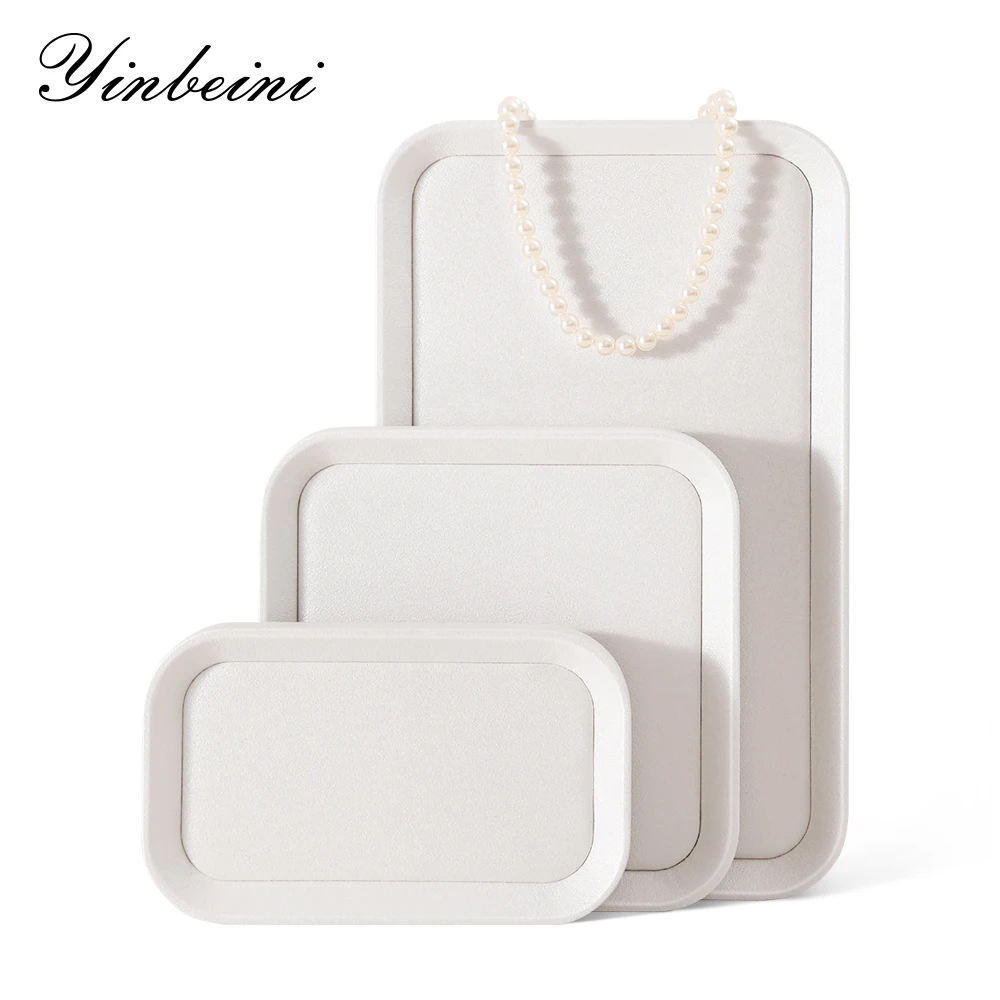 

YinBeiNi New Leather Jewelry Display Trays with five colors Round Arc Tray Counter Storage Tray for Necklace Earring Ring