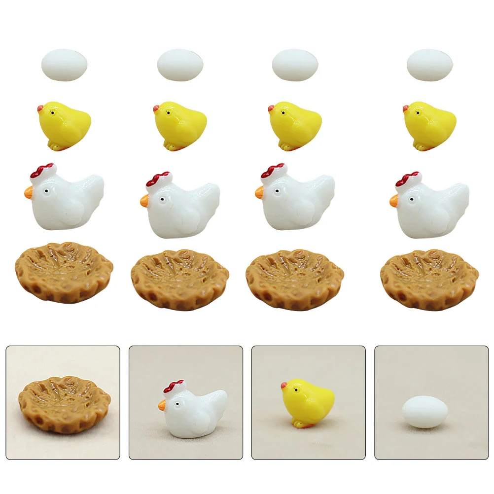 20 Pcs Life Cycle of Chicks Micro Landscape Egg Mini Animal Adornment Adornments