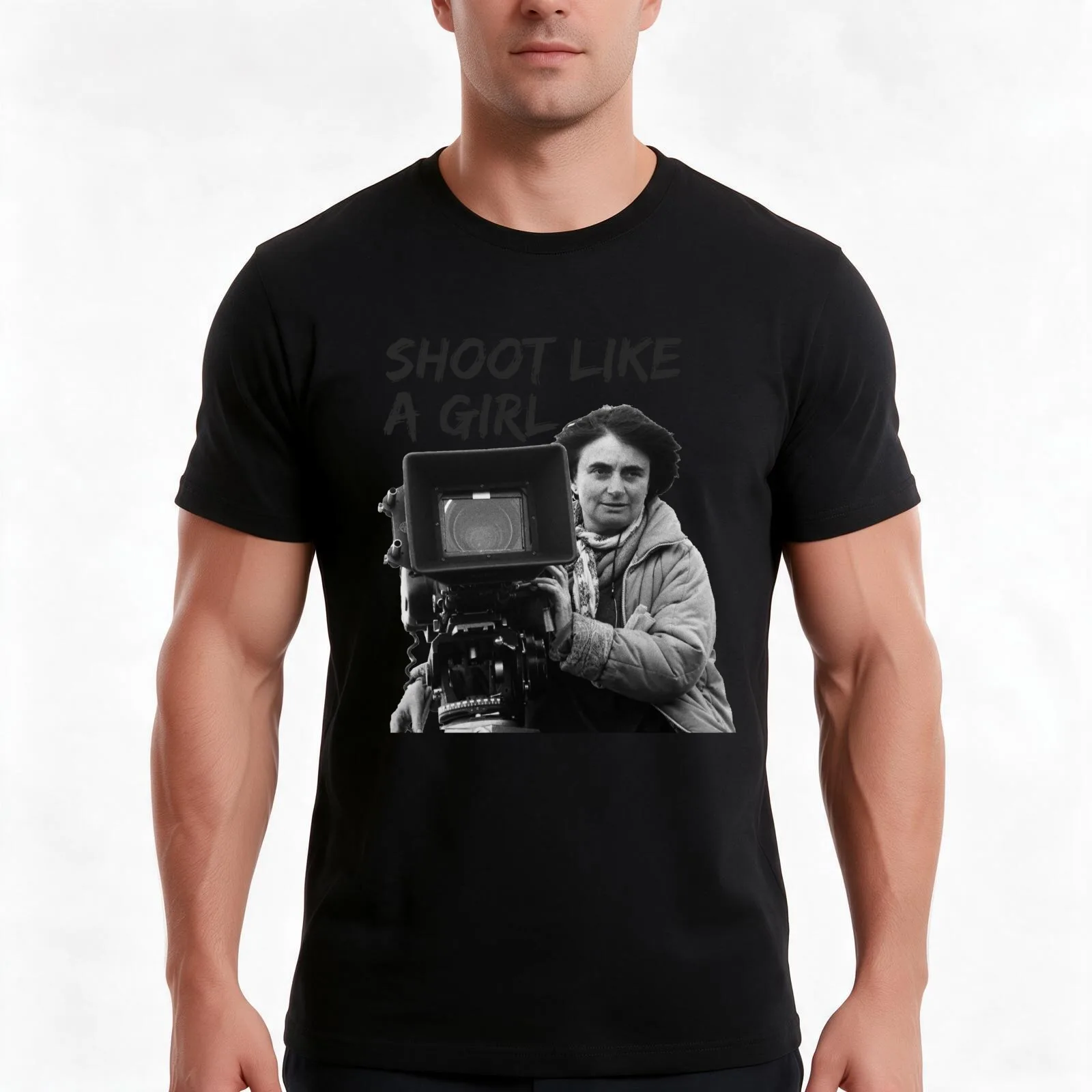 Agnes Varda Shoot Like A Girl T-Shirt Summer Casual Cotton Tee Oversized Streetwear Tops Vintage Graphic Print 100% Cotton