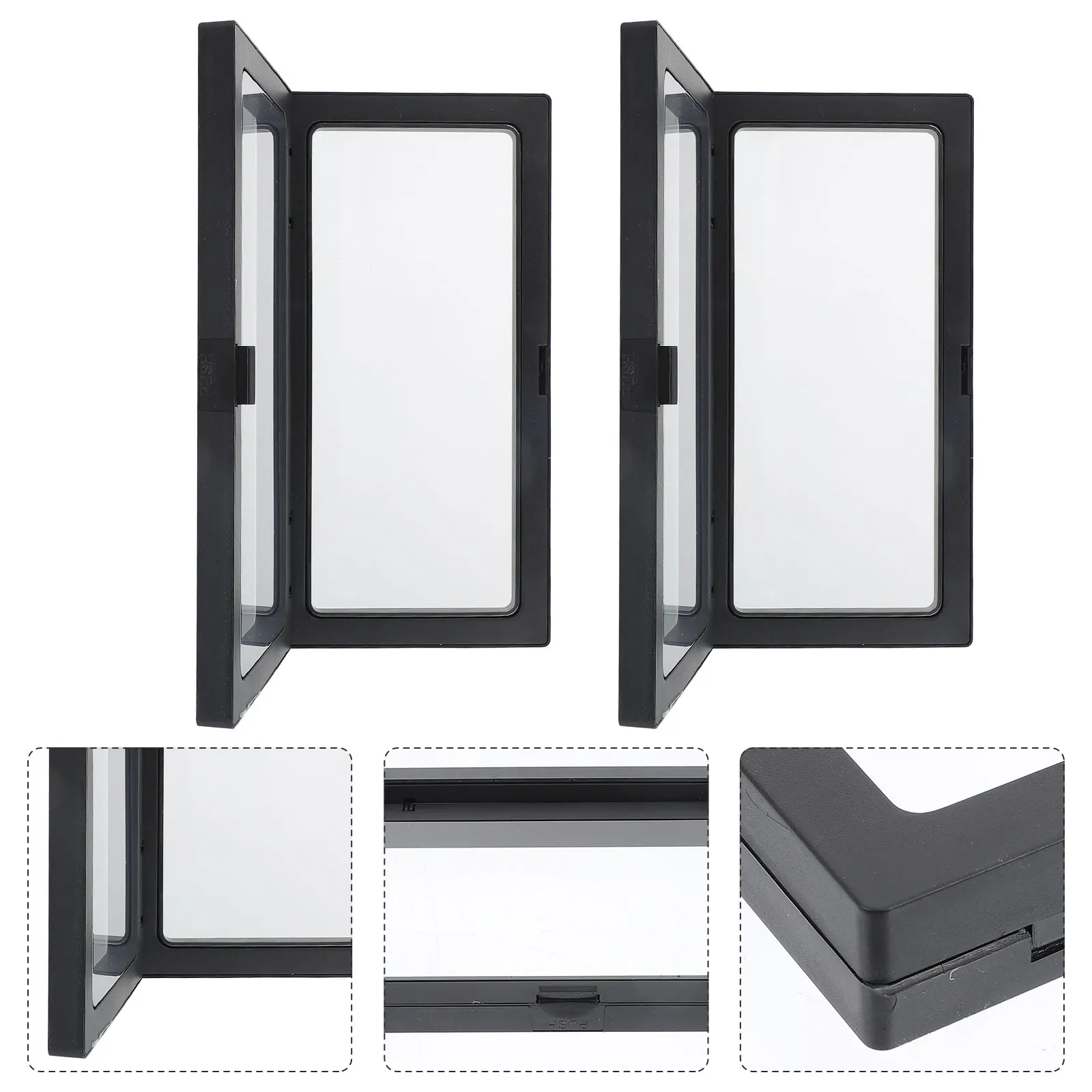 

2 Pcs Watch Storage Box Case PE Floating Frame Display Stand Holder Transparent Coin