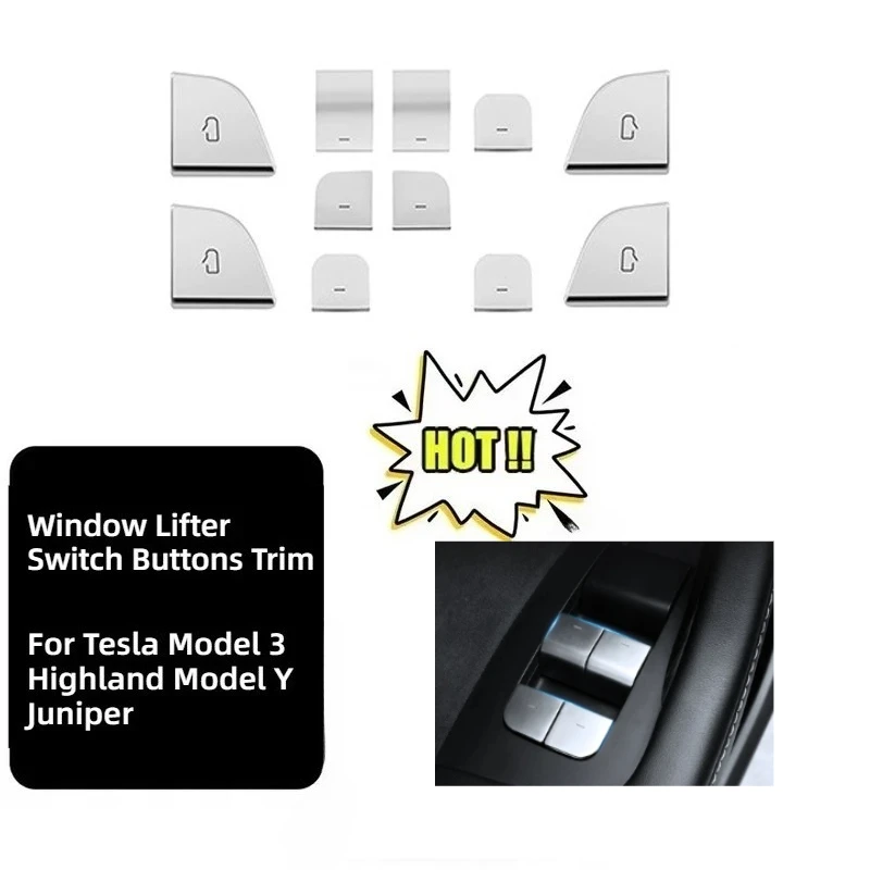 

Кнопки переключателя стеклоподъемника, накладка для Tesla Model 3 Highland Model Y Juniper 2025, ABS, кнопка открытия двери, наклейка, аксессуары