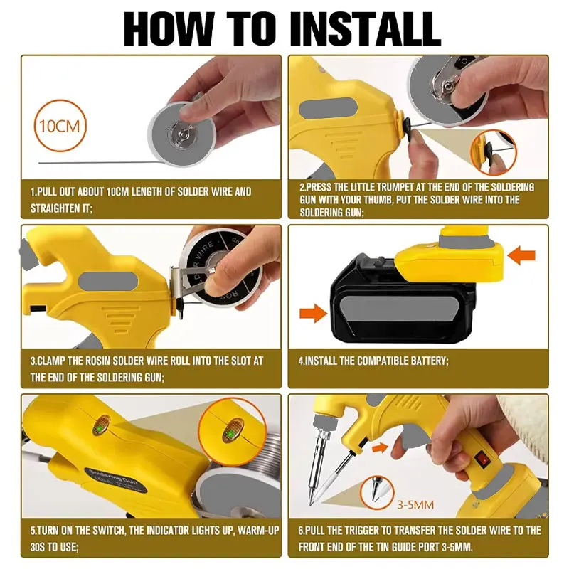 Cordless Soldering Iron Gun for Dewalt 18V 20V Li-ion Battery Automatic Feed Hand-held Quick Preheat Soldering Welding Gun Kit