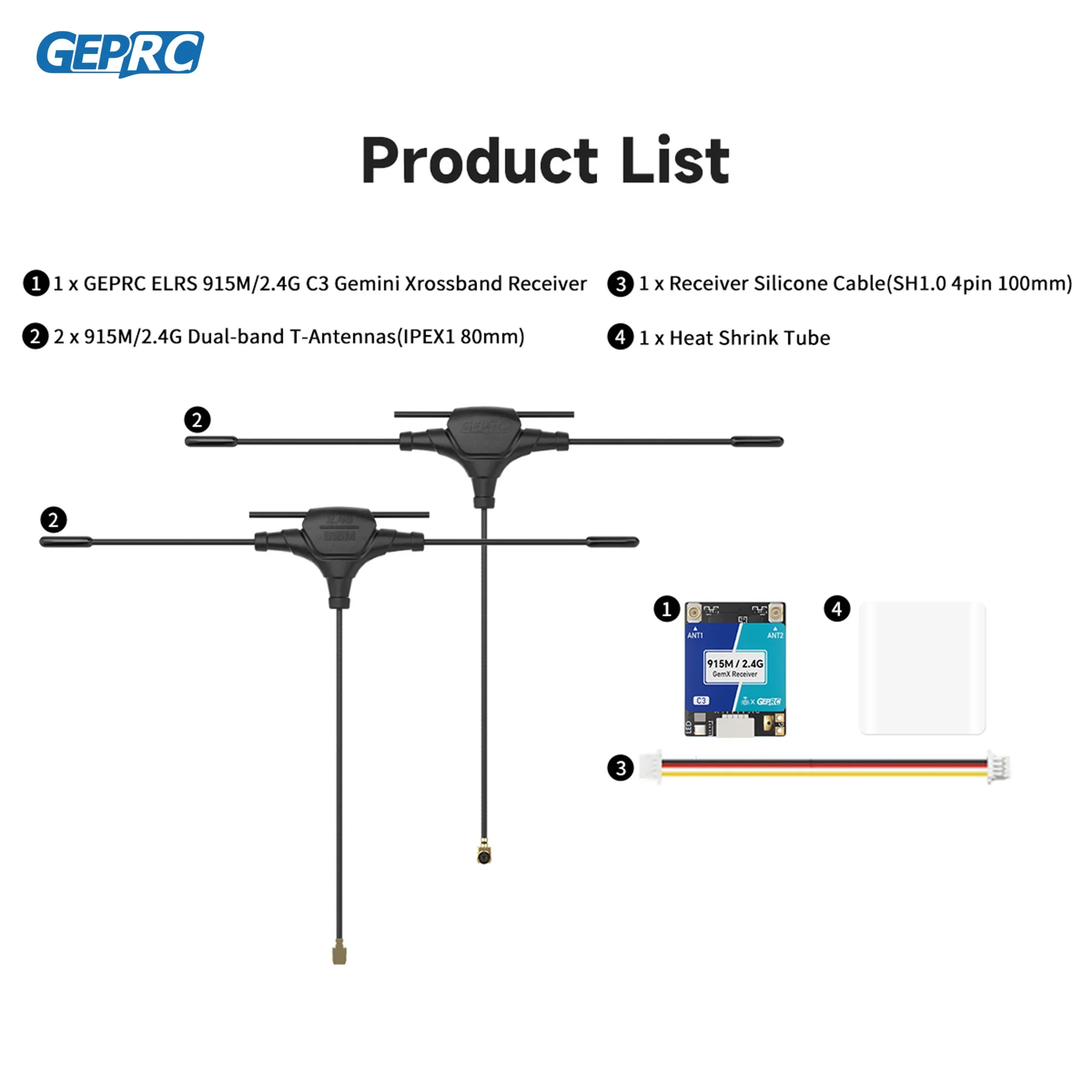 Geprc elrs 915m/2.4g c3 gemini xrossband receptor tx módulo duplo-rf chip 1000hz fpv quadcopter peças de drone freestyle de longo alcance