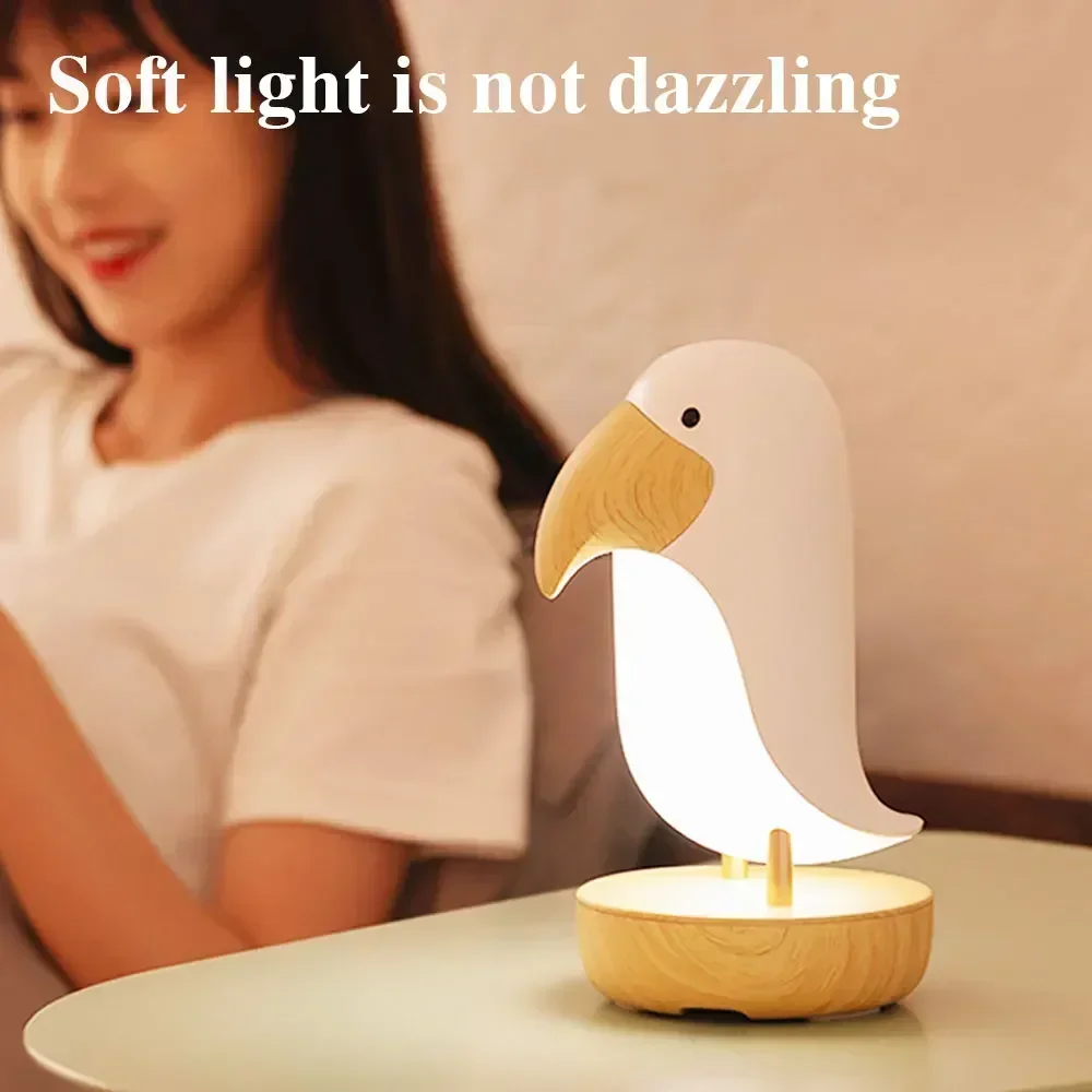 Simpatico altoparlante Bluetooth senza fili Bluetooth lampada da tavolo per camera da letto USB dimmerabile illuminazione domestica luce notturna a LED 2 in 1Toucan Bird