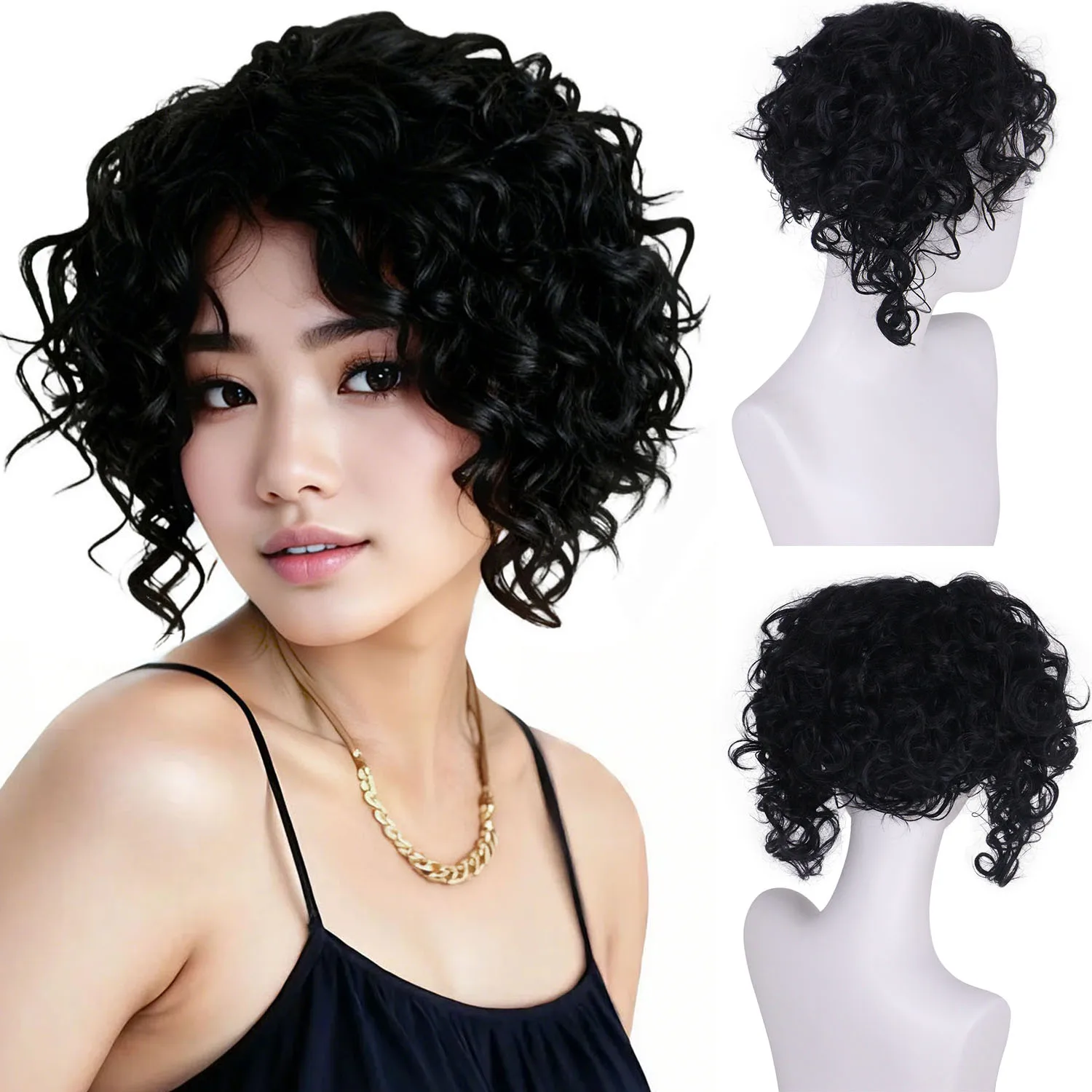 

Синтетические 12-дюймовые женские черные короткие вьющиеся парики для повседневного костюма для вечеринок, африканская прическа, женский сменный парик, термостойкий