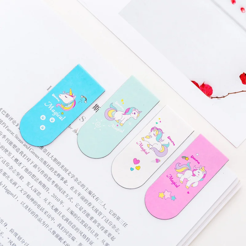 

Cartoon Unicorn Magnetic Bookmark Fun Student Label Mini Book Mark Page Folder Markers Office School Supplies Korea Stationery