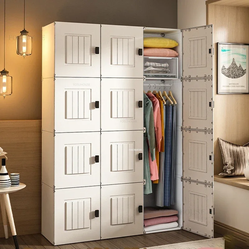 Simple Assembly Wardrobes Home Furniture Plastic Simple Dressing Storage Wardrobes Multi-functional Rental House Bedroom Closets