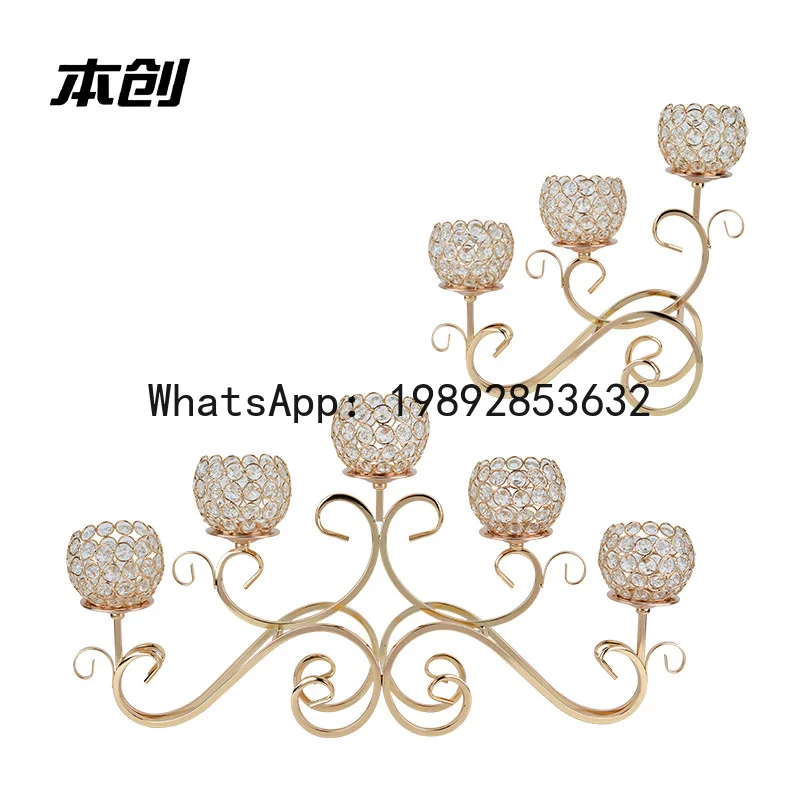 

PYJ European crystal creative wrought iron retro candle gold decorative ornament