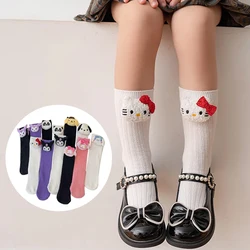 MINISO-Calcetines de Anime Sanrio Kuromi Cinnamoroll para niños, Hello Kitty, dibujos animados Kawaii, coreanos, de tubo medio, para estudiantes