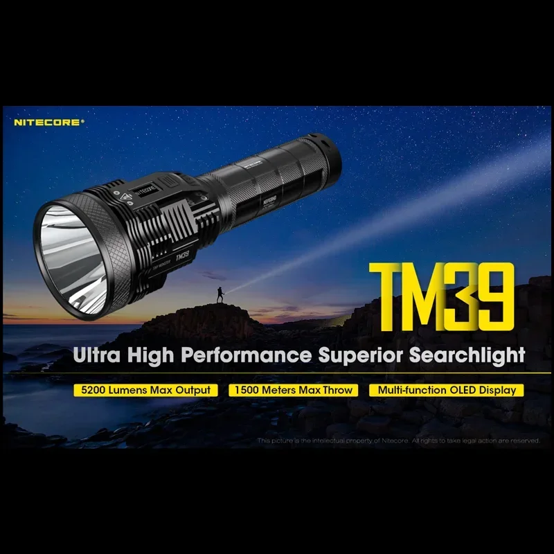 Original NITECORE TM39 5200 Lumens LED Rechargeable Flashlight Beam Throw 1500 m Powerful Searchlight with NBP68HD Battery