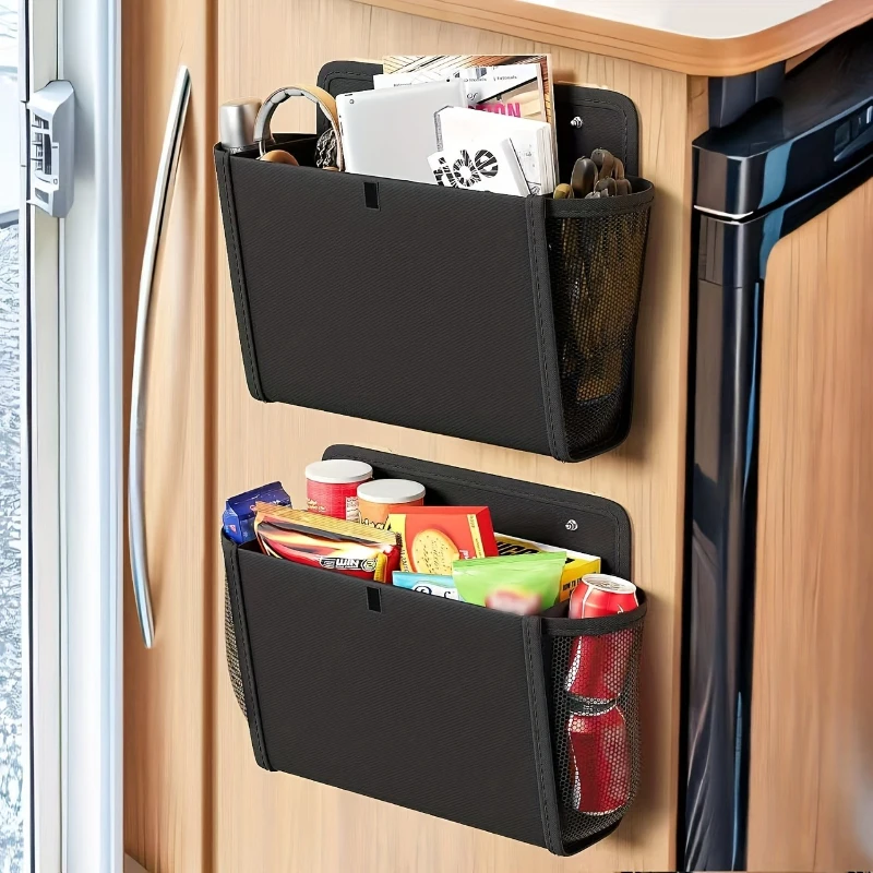 Wall-Mounted RV Storage Bag,Fabric Multi-Compartment Organizer with Mesh Pocket ,Side Pockets for RV,Office,Home Door  Organizer