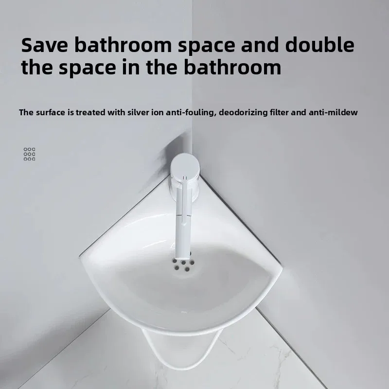 Household wall-mounted triangular urinal with wash basin and urinal