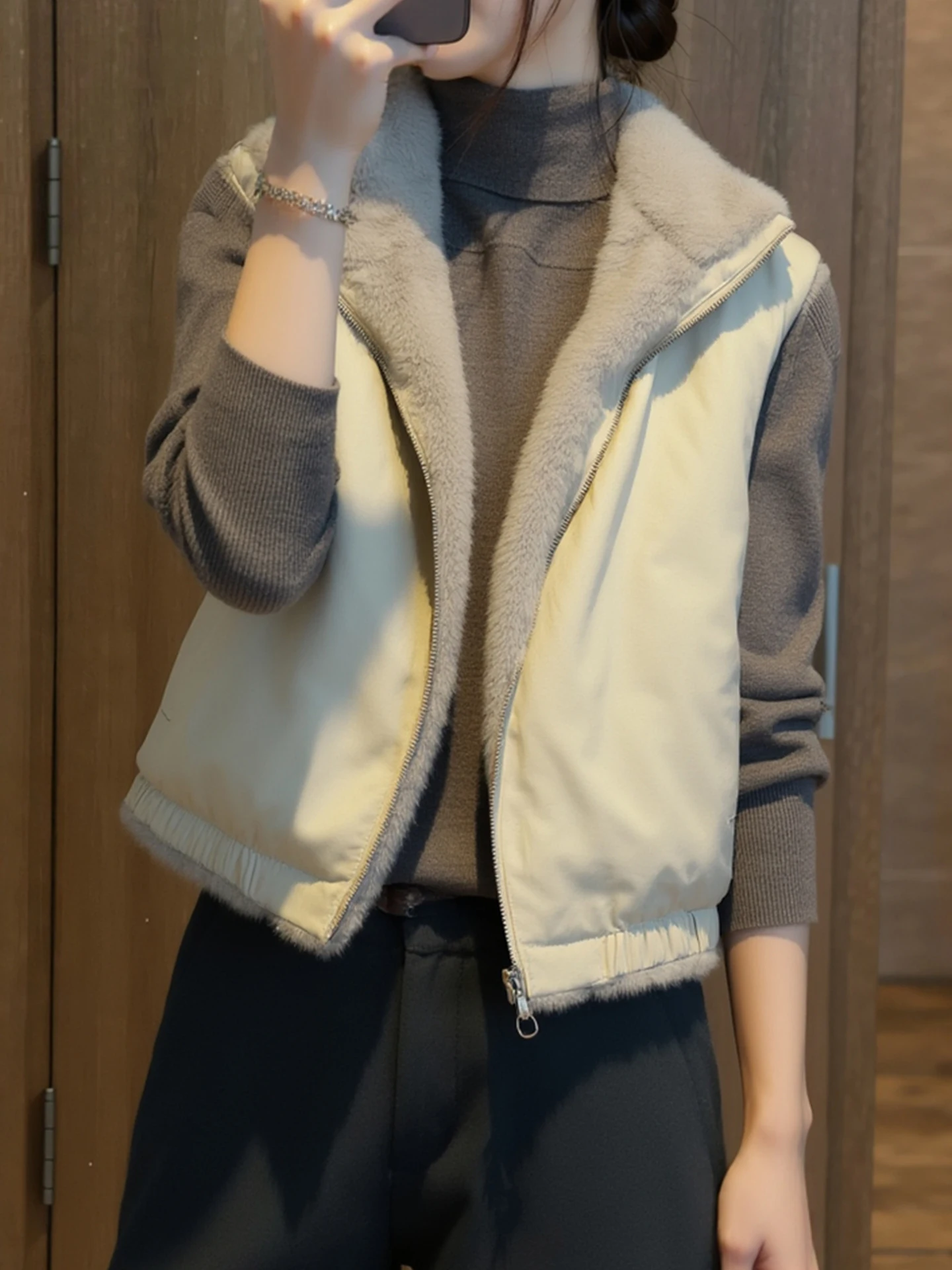 

Женский открытый кардиган-жилет Ele Commuter Sle: Свободный повседневный топ для зимы, модный, от высококачественного бренда