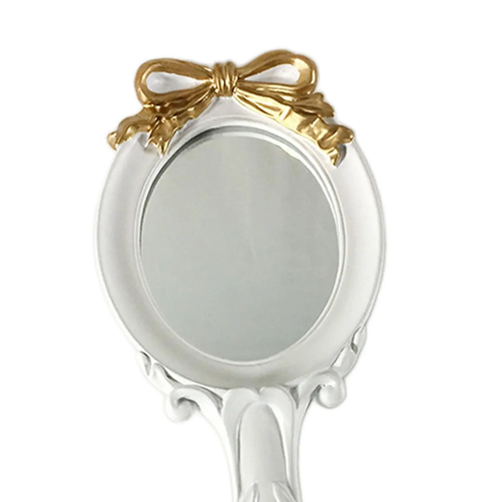 European Style Vintage Handheld Mirror Princess Women Girls Oval Makeup Cosmetic Tool with Anti Slip Handle