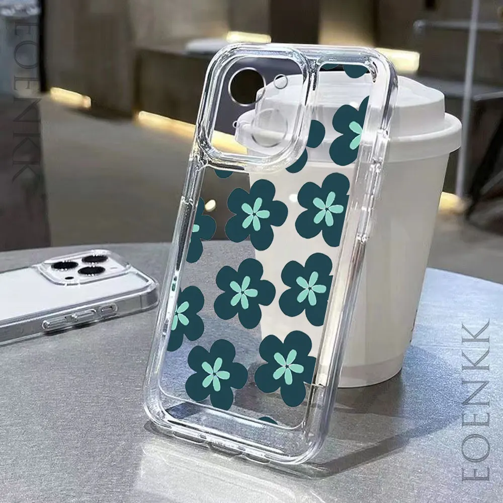 Transparent Flower Case For Iphone 11 Funda For Iphone 11 14 13 16 15 12 Pro Max 14 15 16 Plus X XR XS Max Soft Silicone Cover