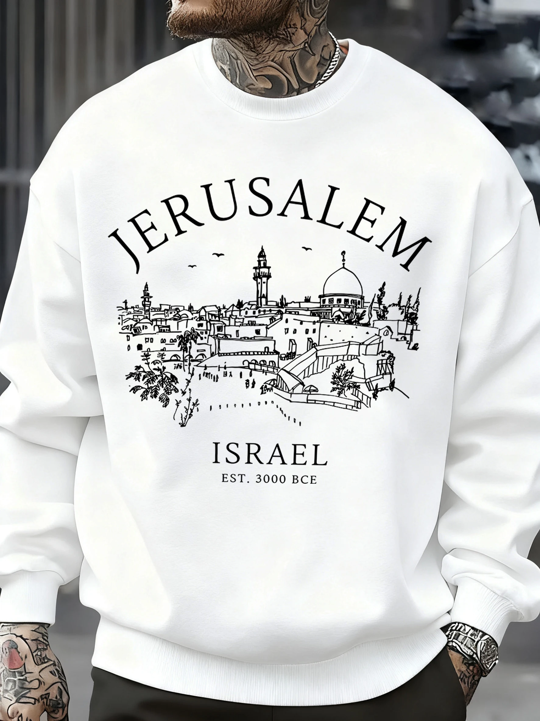 

Иерусалим Израиль Эст. Мужская толстовка с принтом 3000 Bce, пуловер с круглым вырезом, осень, 12 цветов, уличная одежда, флис, унисекс, винтажный, с длинным рукавом