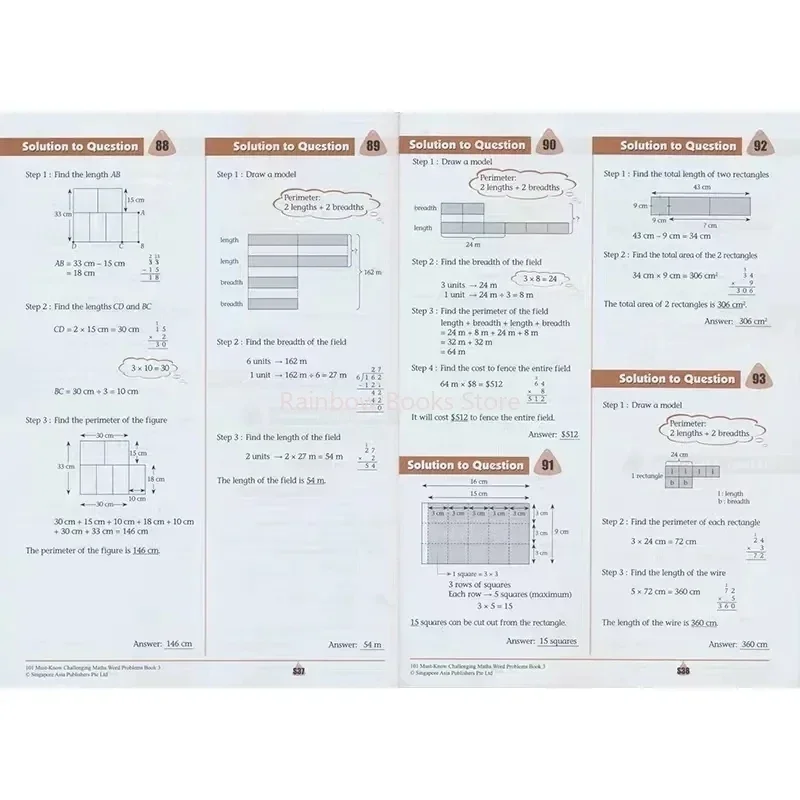 101 Challenging Maths Word Problems Books Singapore Primary School Grade 1-6 Math Practice Book English Book 6 Books/Set Libros