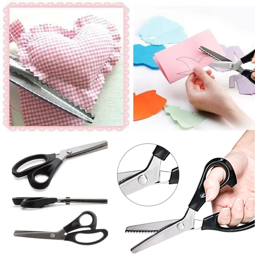 Professional Tailor Shears Anti-fray Heavy-Duty Stainless Steel Craft Cutters Comfort Grip Zig Zag Scissors Crafting Projects