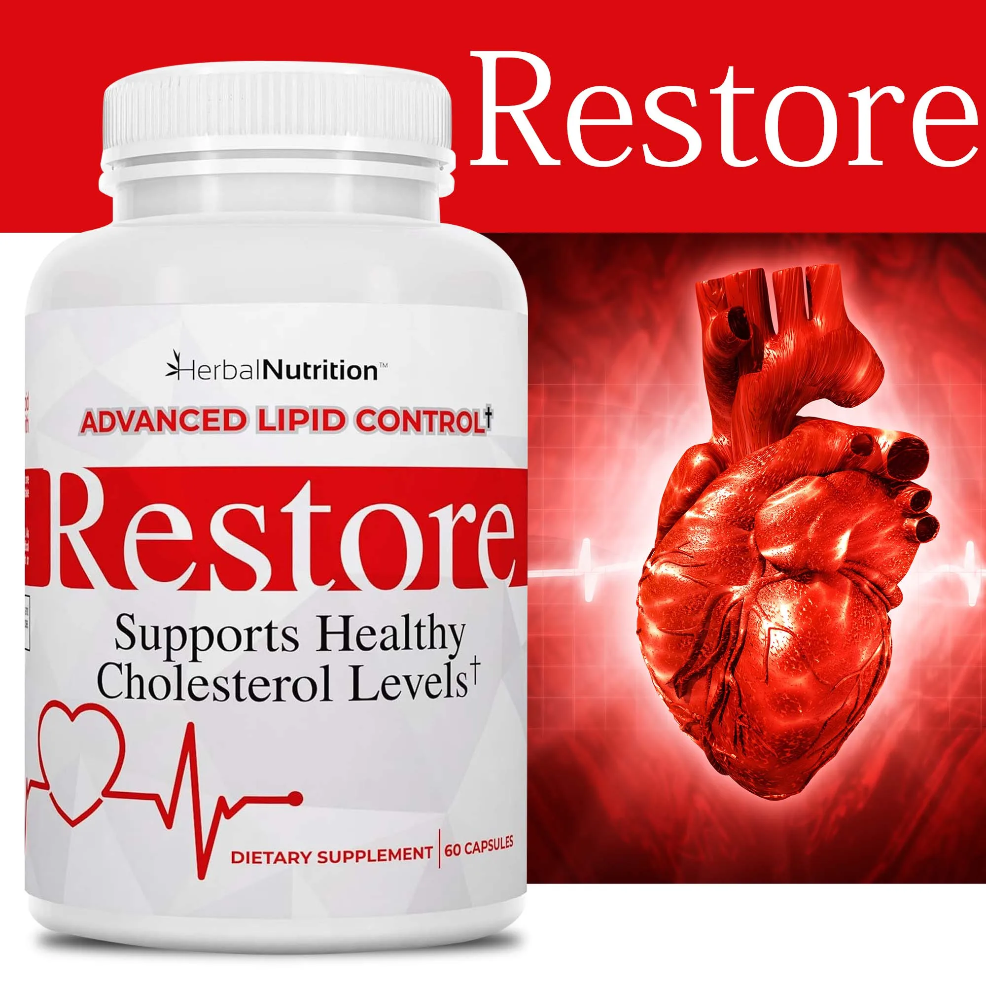 

Restore - Contains Red Yeast Rice, Grape Seed, and Folic Acid To Help Promote Healthy Cholesterol, Metabolism, and Circulation