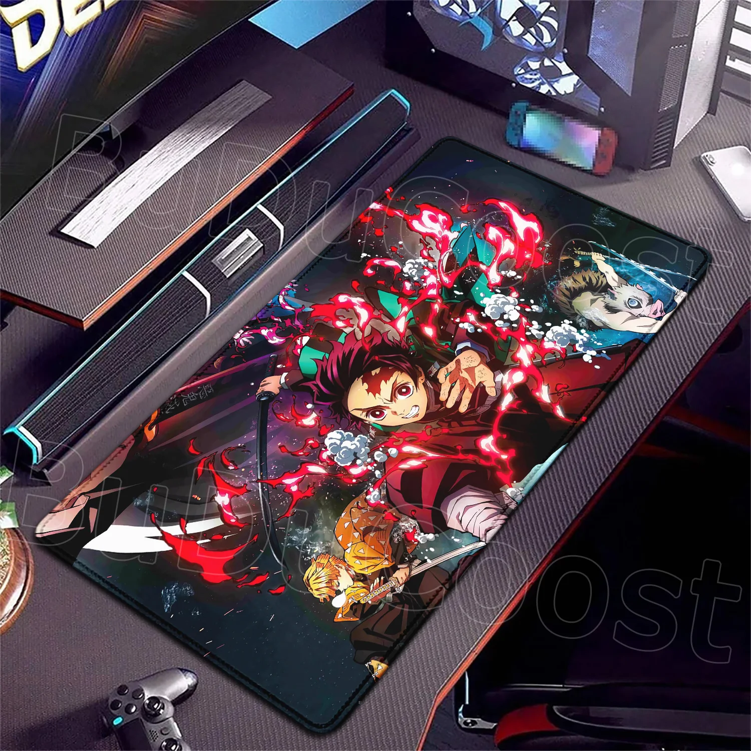 HD nouveau 900 × 400 grand tapis de souris démon Slayer Anime tapis de souris ordinateur portable tapis de bureau de jeu accessoires de bureau tapis de souris en caoutchouc Lockedge